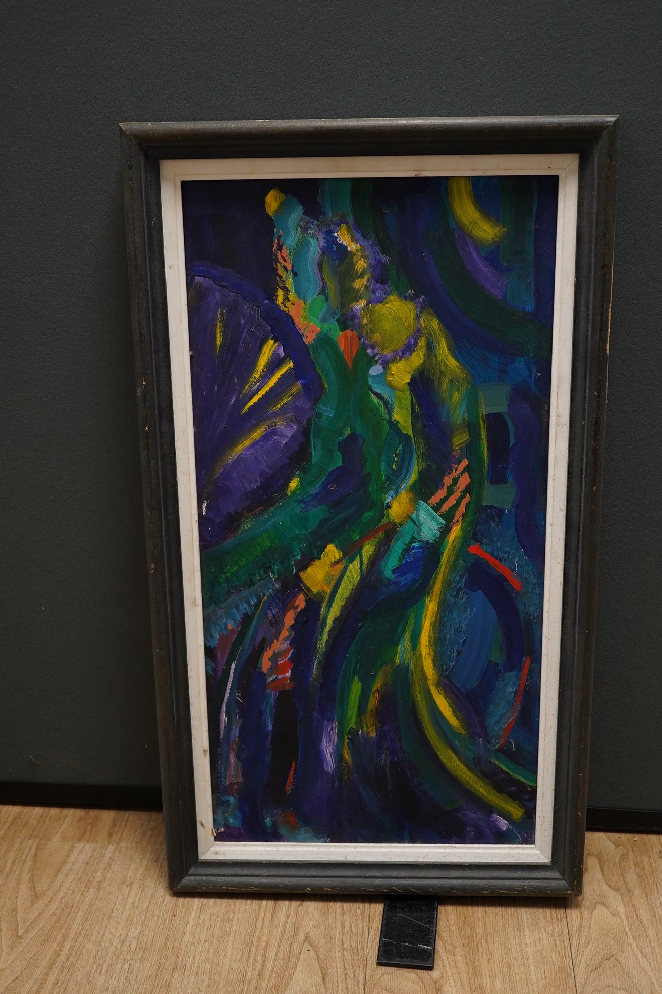 Nayer Noori, acrylic on board, Abstract composition, Royal Hibernian Academy of Art Annual Exhibition 1993 inscribed label verso, 60 x 30cm. Condition - good